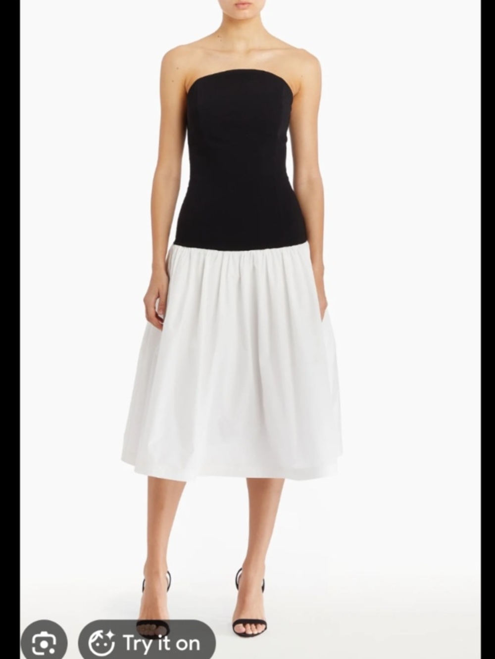 Amanda Uprichard Strapless Black Bodice with White Midi Skirt